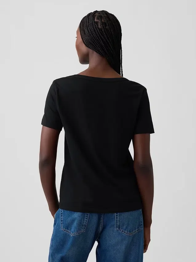 V-Ausschnitt-T-Shirt aus Bio-Baumwolle „Vintagesoft“