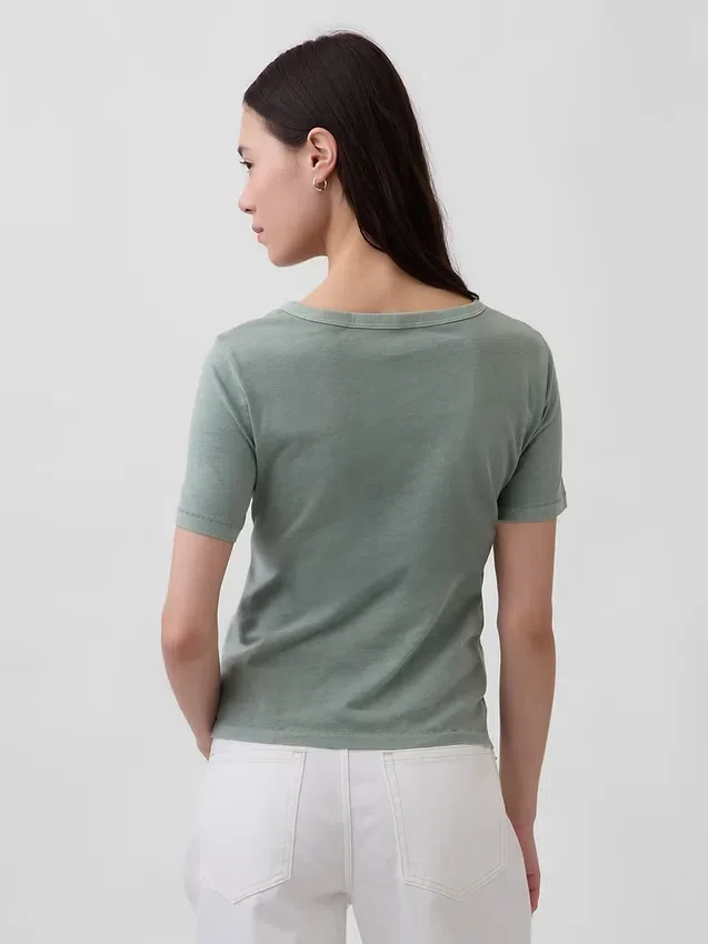 V-Ausschnitt-T-Shirt aus Bio-Baumwolle „Vintagesoft“