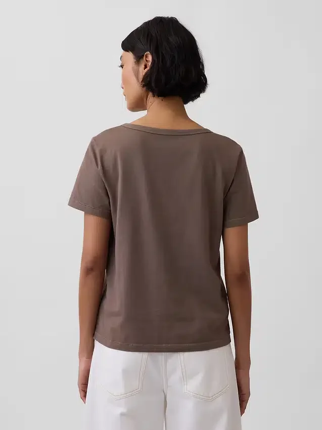 V-Ausschnitt-T-Shirt aus Bio-Baumwolle „Vintagesoft“