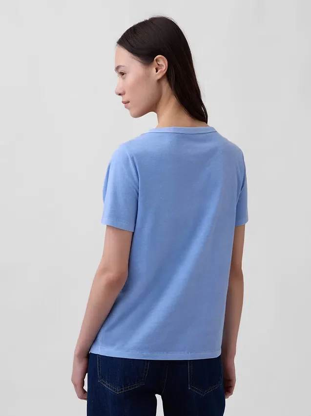 V-Ausschnitt-T-Shirt aus Bio-Baumwolle „Vintagesoft“