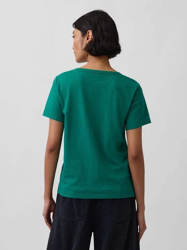 V-Ausschnitt-T-Shirt aus Bio-Baumwolle „Vintagesoft“