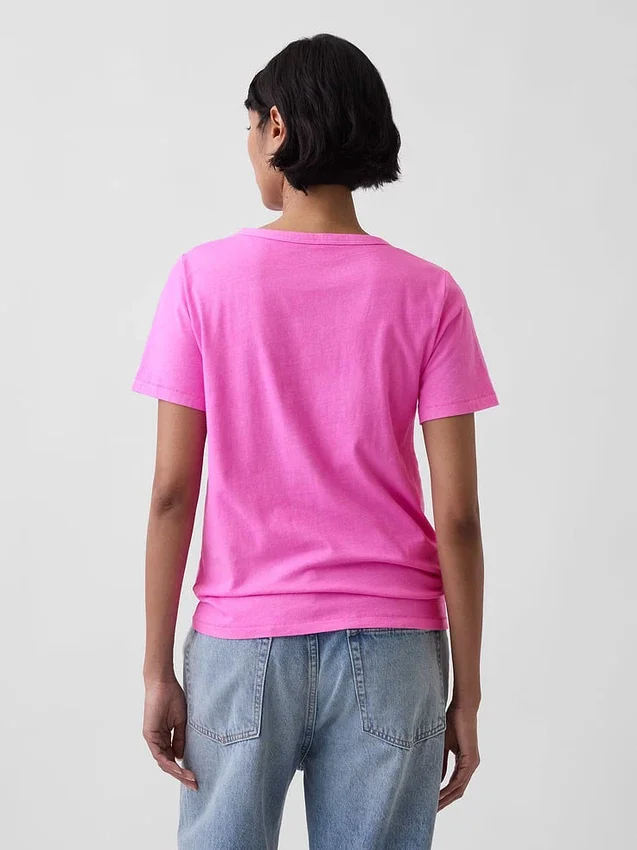 V-Ausschnitt-T-Shirt aus Bio-Baumwolle „Vintagesoft“