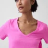V-Ausschnitt-T-Shirt aus Bio-Baumwolle „Vintagesoft“