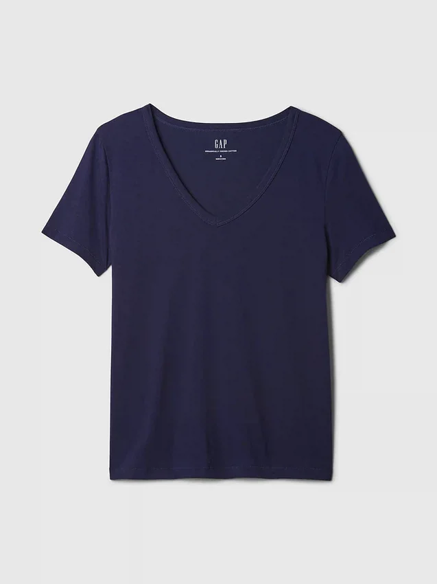 V-Ausschnitt-T-Shirt aus Bio-Baumwolle „Vintagesoft“