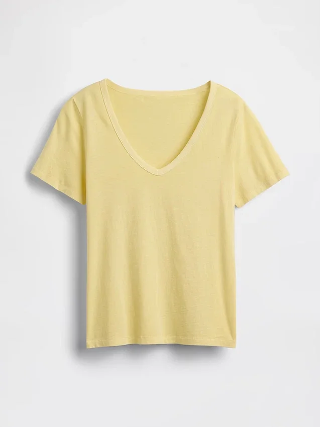 V-Ausschnitt-T-Shirt aus Bio-Baumwolle „Vintagesoft“