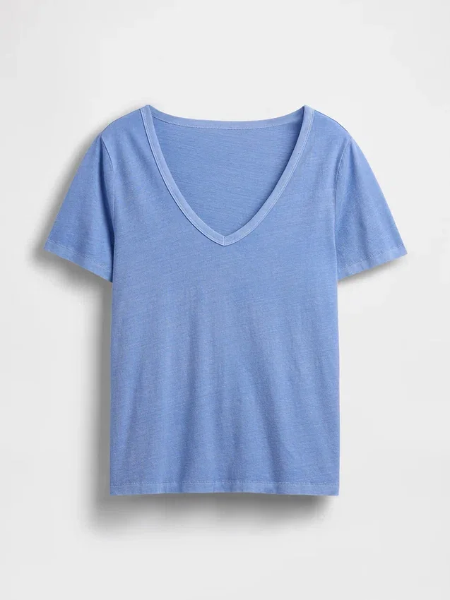 V-Ausschnitt-T-Shirt aus Bio-Baumwolle „Vintagesoft“