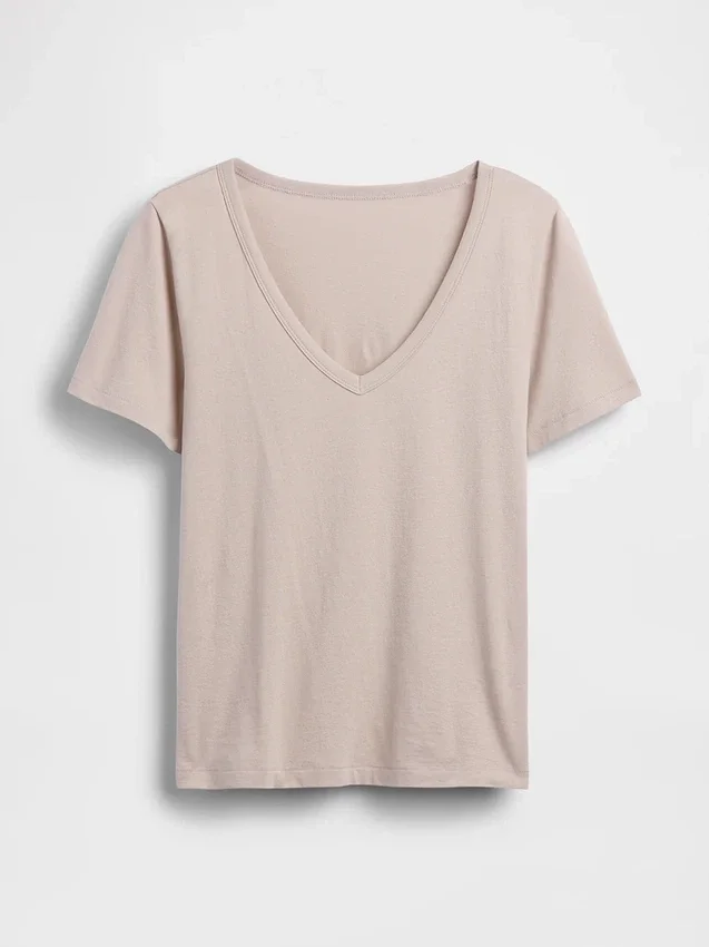 V-Ausschnitt-T-Shirt aus Bio-Baumwolle „Vintagesoft“