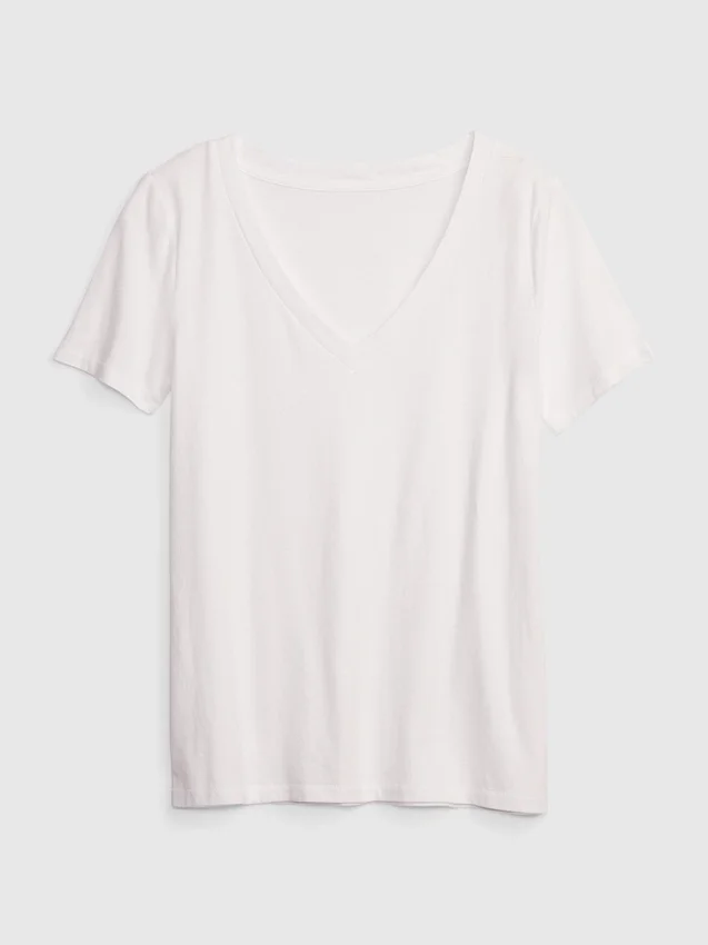 V-Ausschnitt-T-Shirt aus Bio-Baumwolle „Vintagesoft“