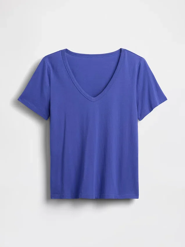 V-Ausschnitt-T-Shirt aus Bio-Baumwolle „Vintagesoft“