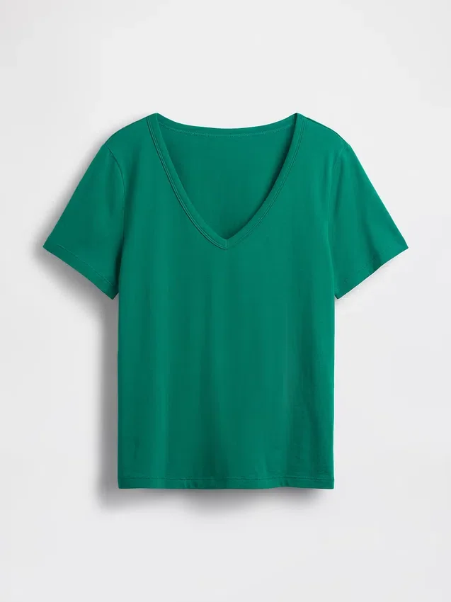 V-Ausschnitt-T-Shirt aus Bio-Baumwolle „Vintagesoft“