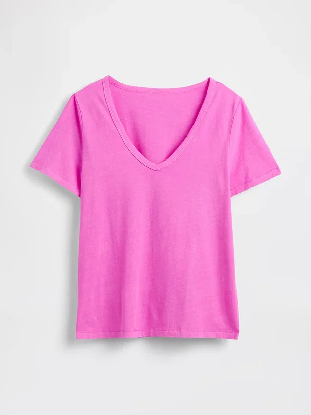 V-Ausschnitt-T-Shirt aus Bio-Baumwolle „Vintagesoft“