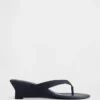 Vegan-Leder-Keilabsatz-Zehensandalen