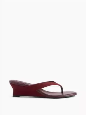 Vegan-Leder-Keilabsatz-Zehensandalen