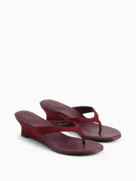 Vegan-Leder-Keilabsatz-Zehensandalen