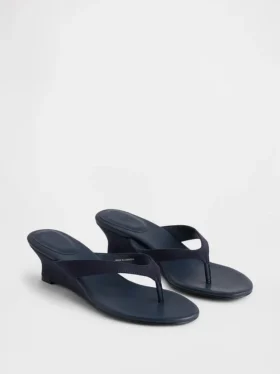 Vegan-Leder-Keilabsatz-Zehensandalen