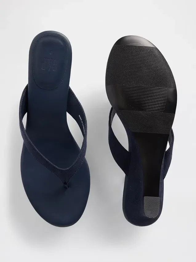 Vegan-Leder-Keilabsatz-Zehensandalen