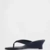 Vegan-Leder-Keilabsatz-Zehensandalen
