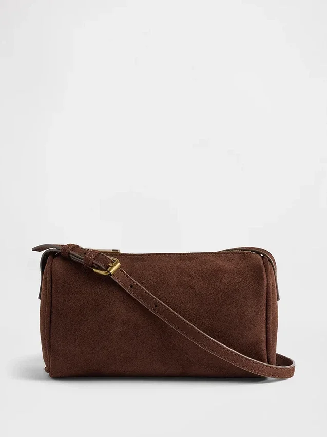 Vegane Barrel-Tasche aus Wildlederimitat