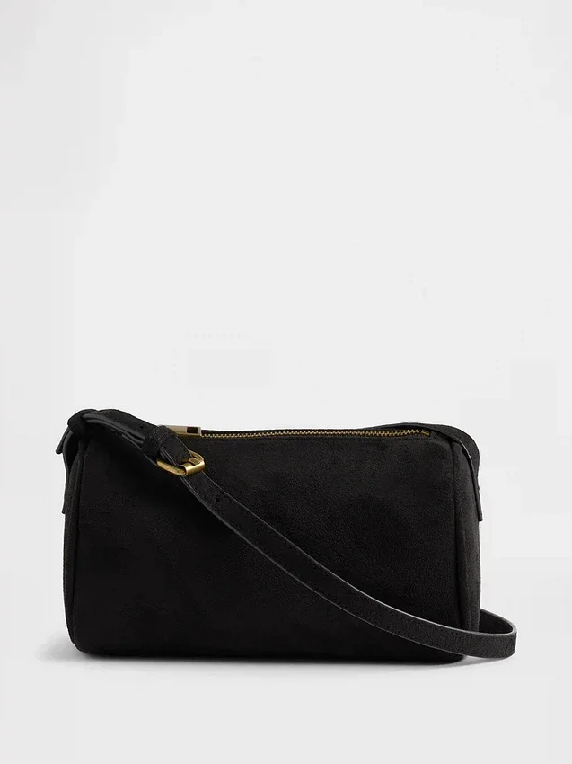 Vegane Barrel-Tasche aus Wildlederimitat