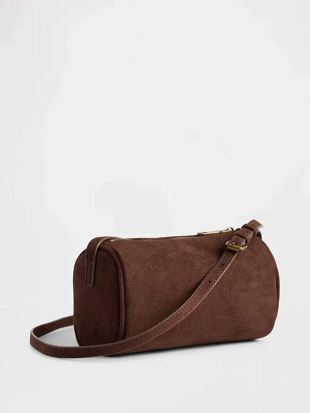 Vegane Barrel-Tasche aus Wildlederimitat