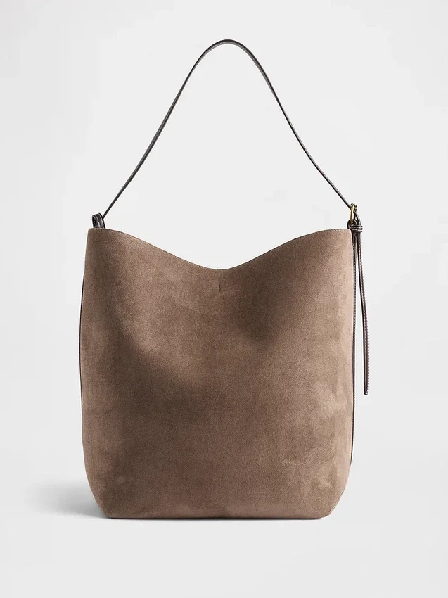 Vegane Bucket-Tasche aus Wildleder