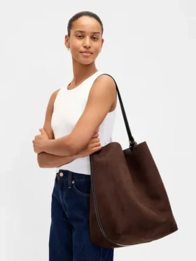 Vegane Bucket-Tasche aus Wildleder