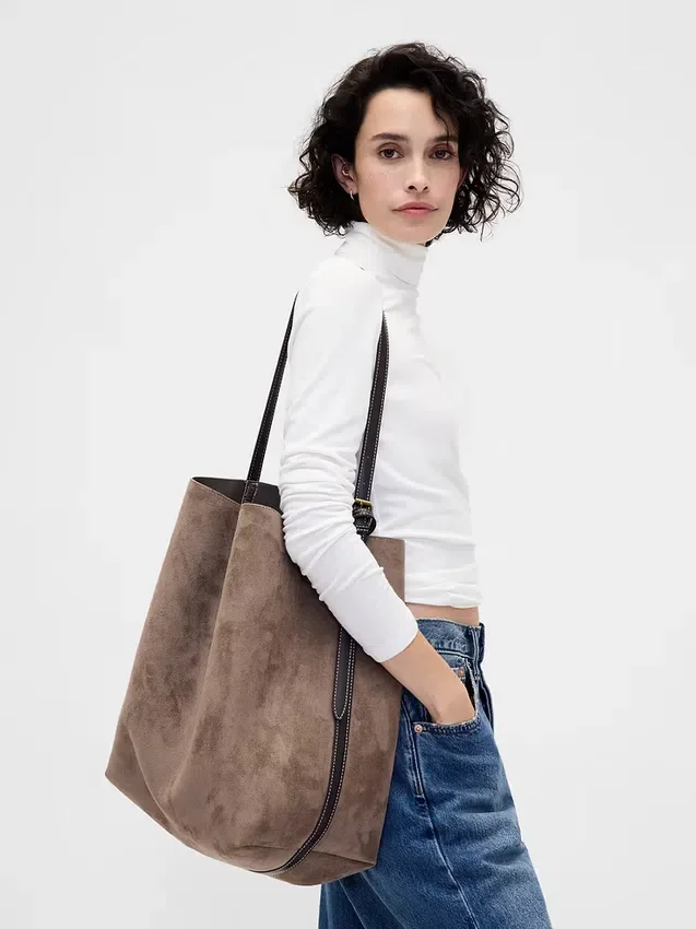 Vegane Bucket-Tasche aus Wildleder