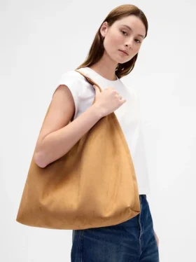 Vegane Slouchy-Tragetasche aus Wildlederimitat