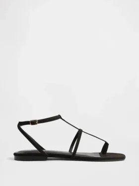 Vegane T-Riemchen-Sandalen aus Wildleder