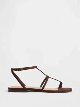 Vegane T-Riemchen-Sandalen aus Wildleder