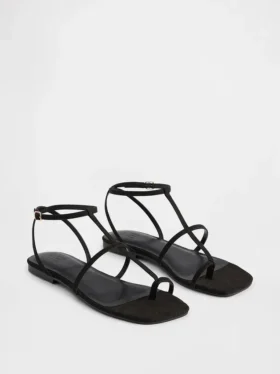 Vegane T-Riemchen-Sandalen aus Wildleder