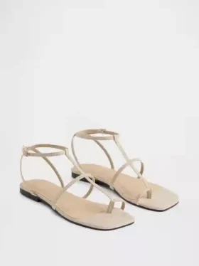 Vegane T-Riemchen-Sandalen aus Wildleder