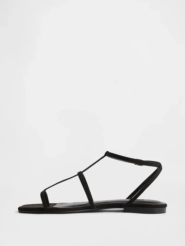 Vegane T-Riemchen-Sandalen aus Wildleder