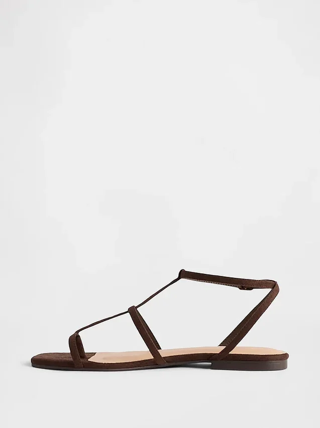 Vegane T-Riemchen-Sandalen aus Wildleder