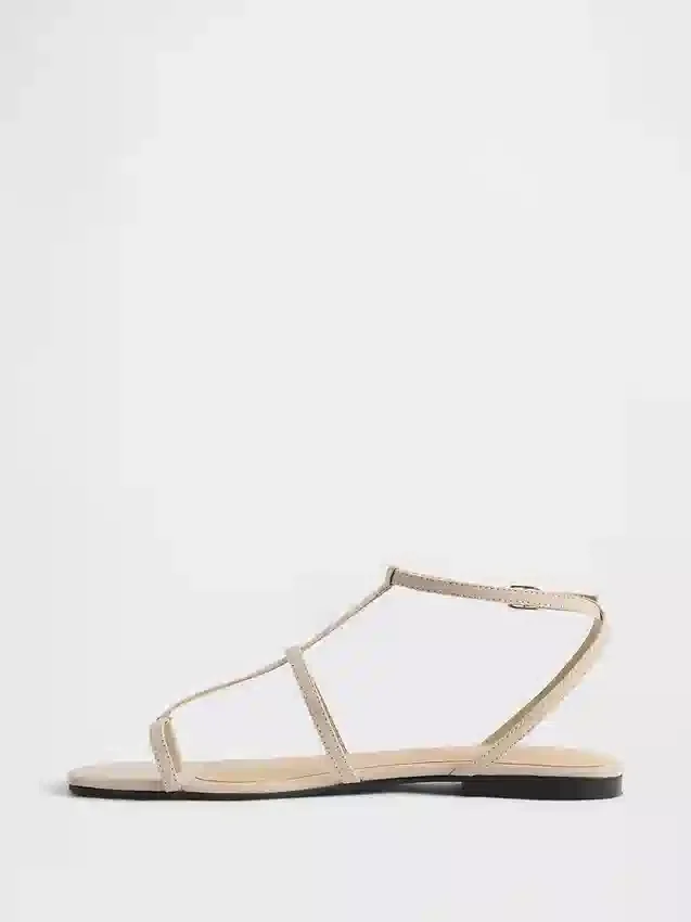 Vegane T-Riemchen-Sandalen aus Wildleder