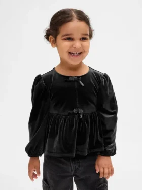 Velours-Oberteil mit Schleife für Baby & Kleinkind