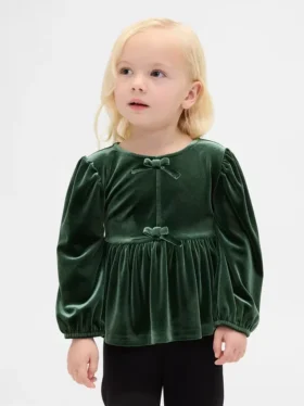 Velours-Oberteil mit Schleife für Baby & Kleinkind