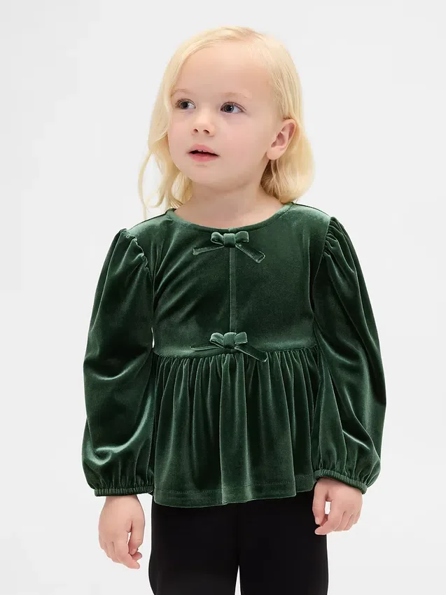 Velours-Oberteil mit Schleife für Baby & Kleinkind