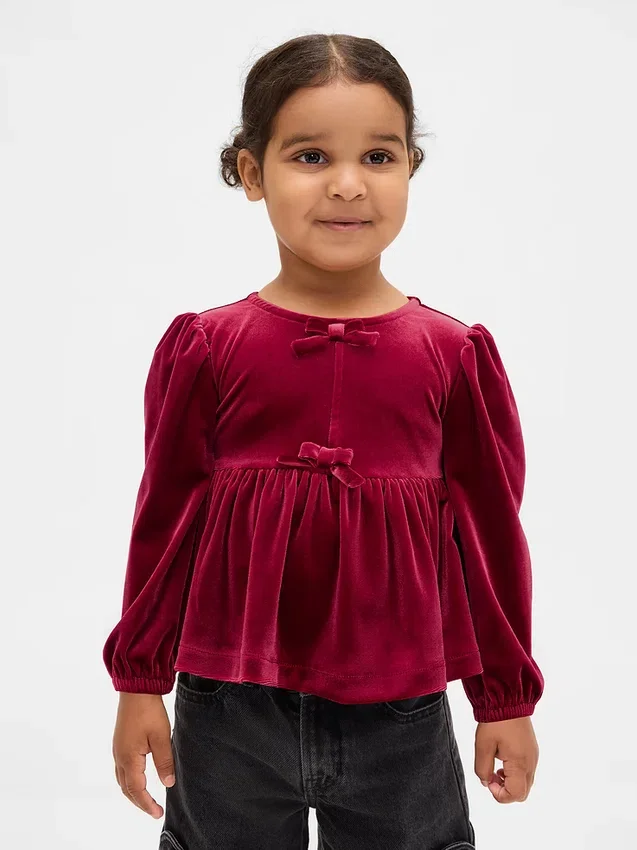 Velours-Oberteil mit Schleife für Baby & Kleinkind
