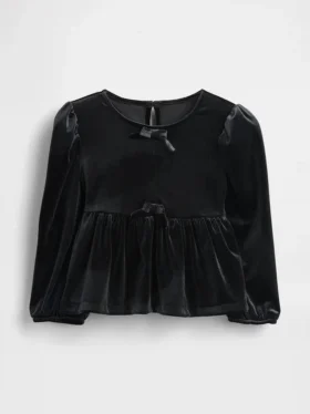 Velours-Oberteil mit Schleife für Baby & Kleinkind