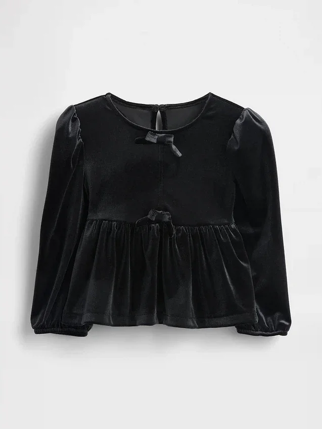 Velours-Oberteil mit Schleife für Baby & Kleinkind