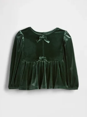 Velours-Oberteil mit Schleife für Baby & Kleinkind
