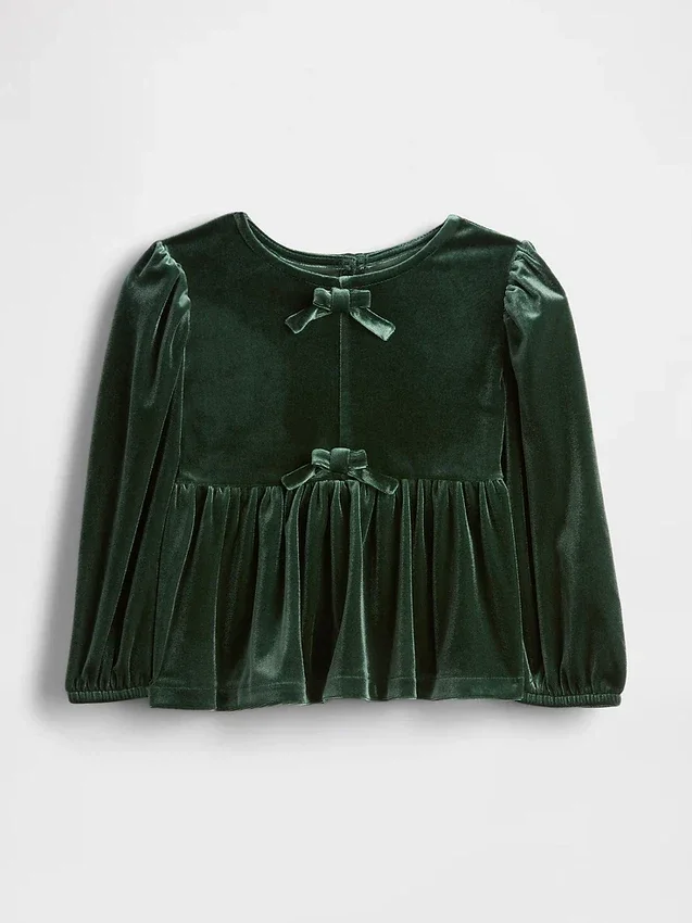 Velours-Oberteil mit Schleife für Baby & Kleinkind