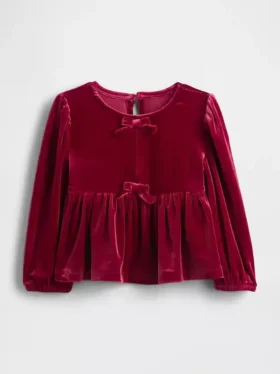 Velours-Oberteil mit Schleife für Baby & Kleinkind