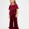Velours-Outfit-Set mit Rüschen für Baby & Kleinkind