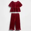 Velours-Outfit-Set mit Rüschen für Baby & Kleinkind