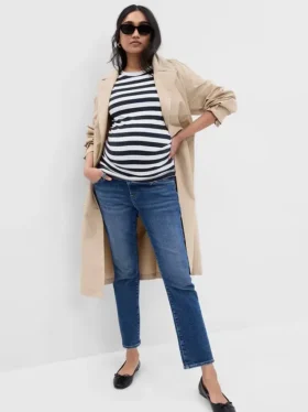 Vintage-Slim-Jeans für Umstandsmode mit durchgehendem Einsatz