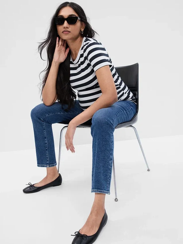 Vintage-Slim-Jeans für Umstandsmode mit durchgehendem Einsatz