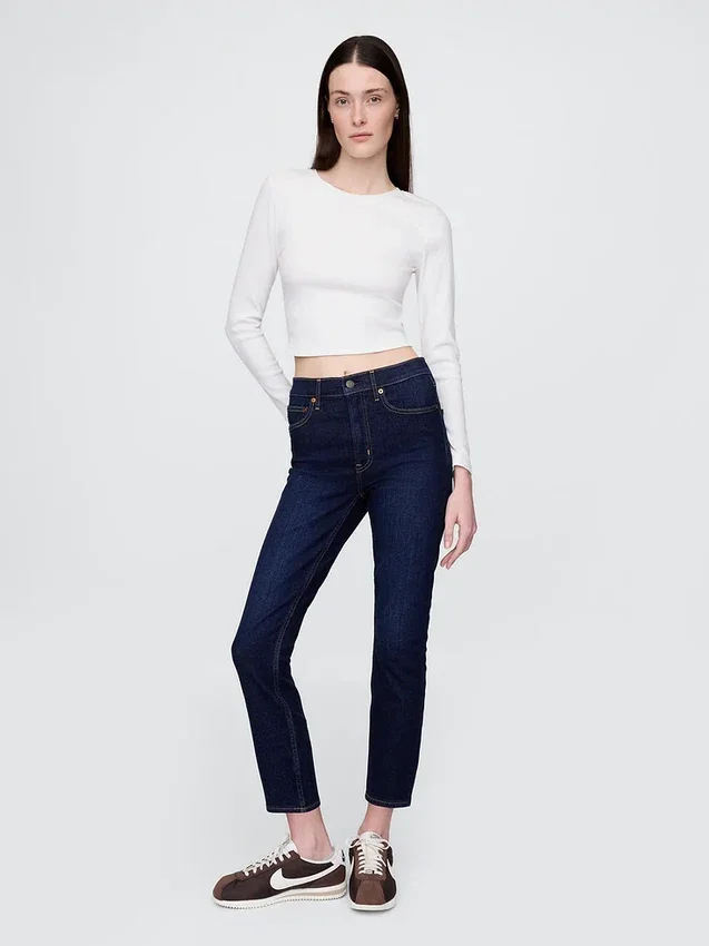 Vintage-Slim-Jeans mit hoher Leibhöhe