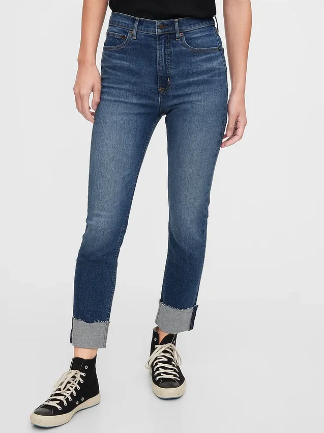 Vintage-Slim-Jeans mit hoher Leibhöhe